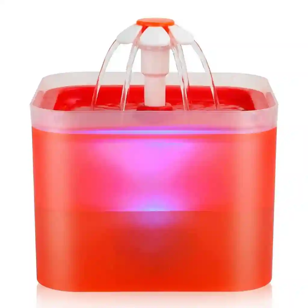Aonboy 2L orange cat water fountain with LED light and waterfall flow